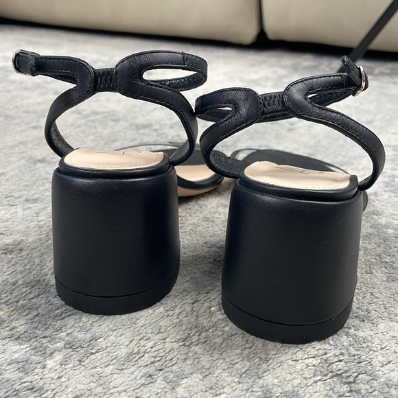 New AGL Isabelle Half Moon Block Sandals Clear PVC Toe Strap Black Sz 36 - Picture 8 of 14